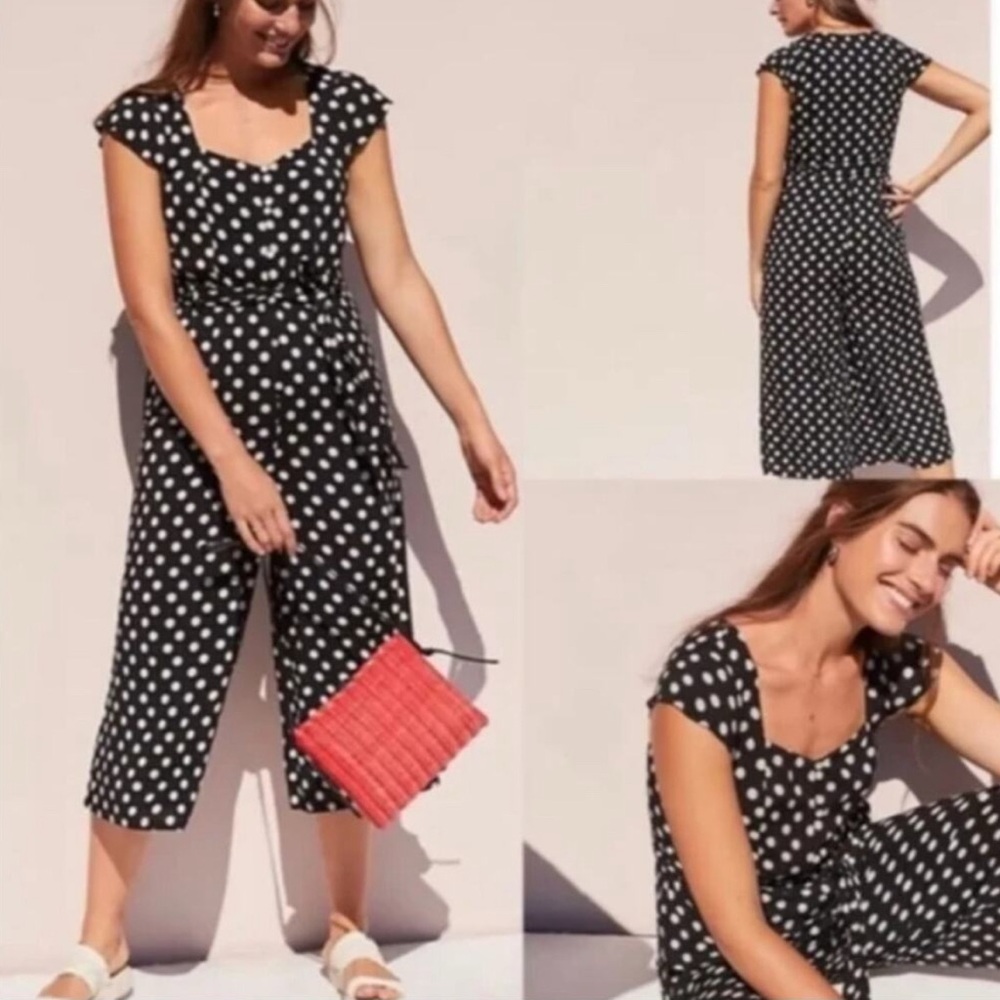 Black and White Polka Dot wide legged Jumpsuit